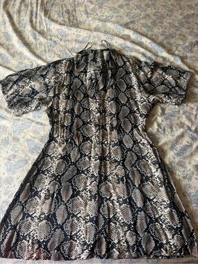 Zara Black and Beige Snakeskin Mini Dress